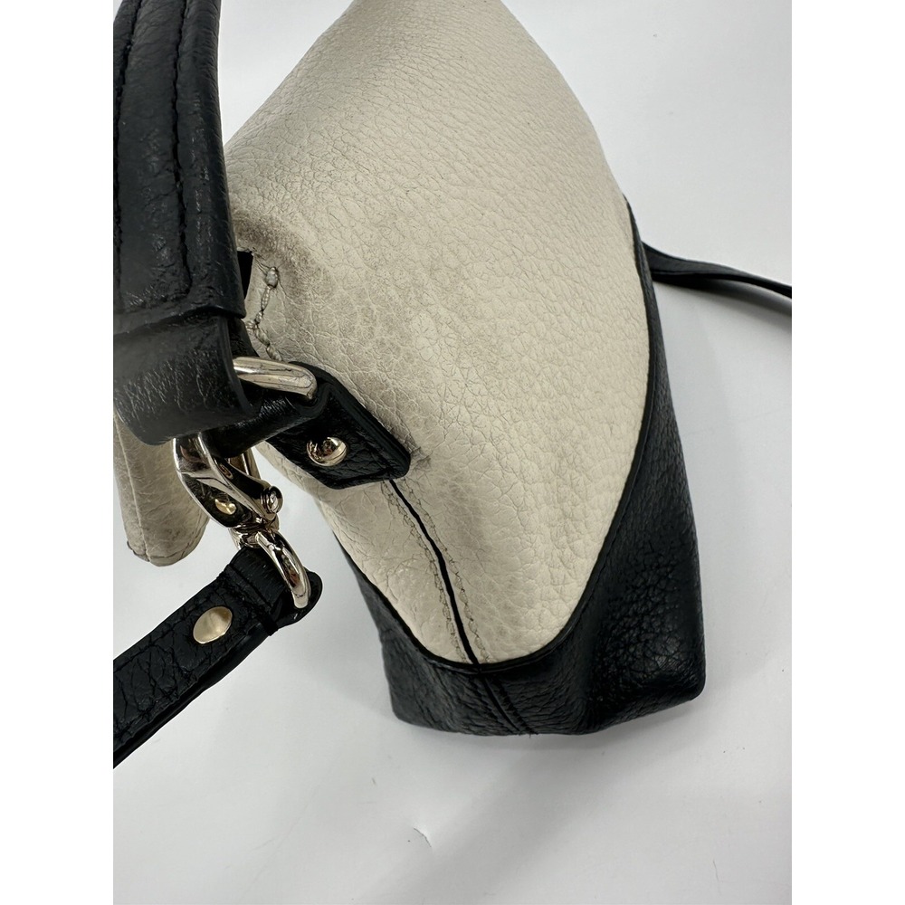 Kate‎ Spade Black and Cream Pebbled Leather Crossbody Foldover Bag - Picture 11 of 16